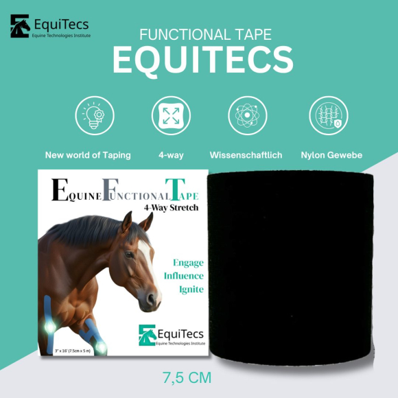Preview: EquiTecs Functional Tape 4-Way 7,5cmx5m Schwarz