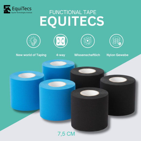 Preview: EquiTecs Functional Tape 4-Way 7,5cmx5m Set (Hellblau,Schwarz)