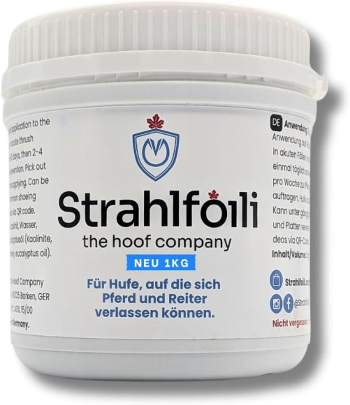 Preview: Strahlfoili – 1kg Hufpflege – zur Pflege bei Strahlfäule – für Hufstrahl, die Hufsohle & weiße Linie – unterstützend bei bakteriell belasteten Hufbereichen