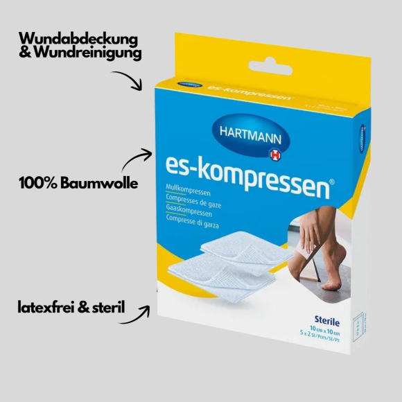 Preview: ES Kompressen steril 10 x 10 cm 17-fädig