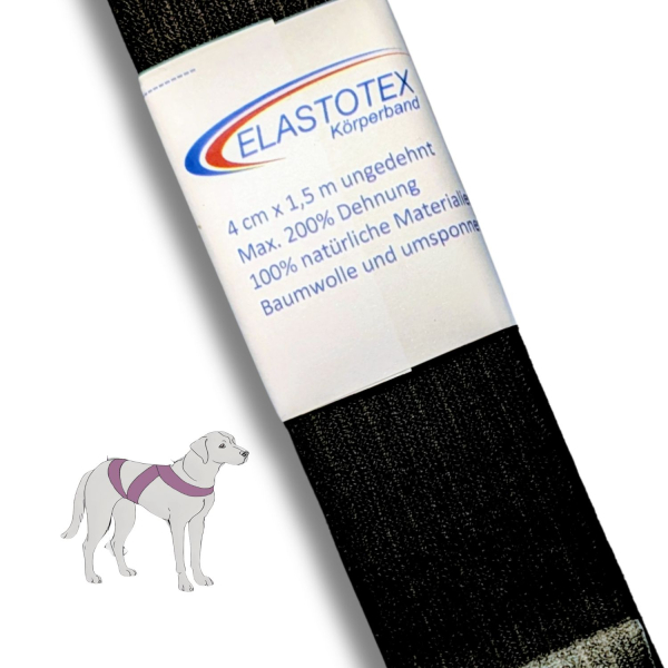 Elastotex Körperband für Hunde Black 4cmx1,5m